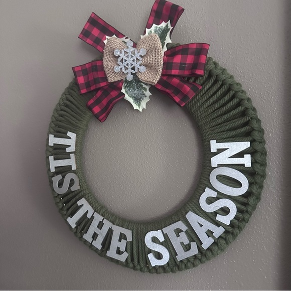 New Handmade Modern Farmhouse “Tis the Season" 12" Wreath - Picture 2 of 6